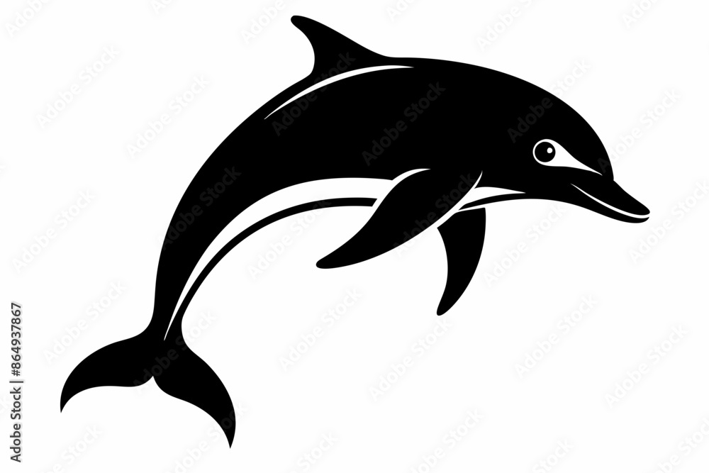 Fototapeta premium Dolphin fish silhouette vector, A Dolphin vector silhouette isolated on a white background