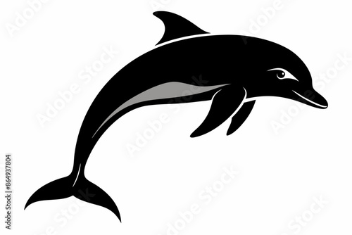 Dolphin fish silhouette vector, A Dolphin vector silhouette isolated on a white background