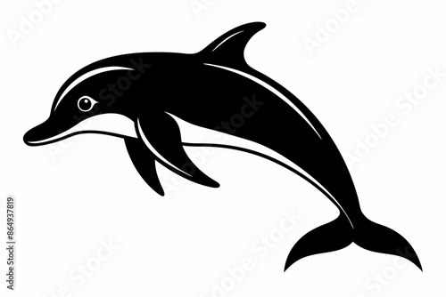 Dolphin fish silhouette vector, A Dolphin vector silhouette isolated on a white background