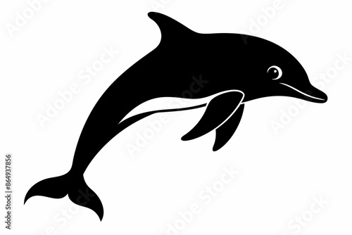 Dolphin fish silhouette vector, A Dolphin vector silhouette isolated on a white background