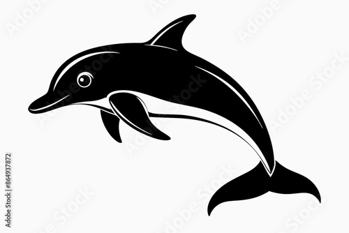 Dolphin fish silhouette vector, A Dolphin vector silhouette isolated on a white background