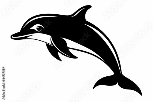 Dolphin fish silhouette vector, A Dolphin vector silhouette isolated on a white background