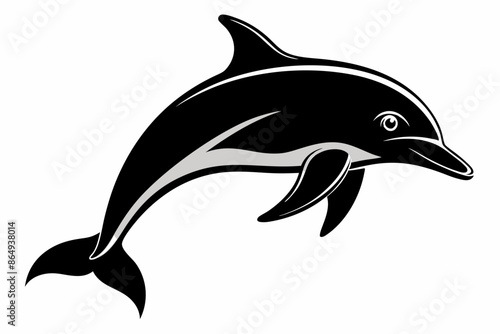 Dolphin fish silhouette vector, A Dolphin vector silhouette isolated on a white background