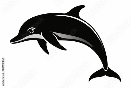 Dolphin fish silhouette vector, A Dolphin vector silhouette isolated on a white background