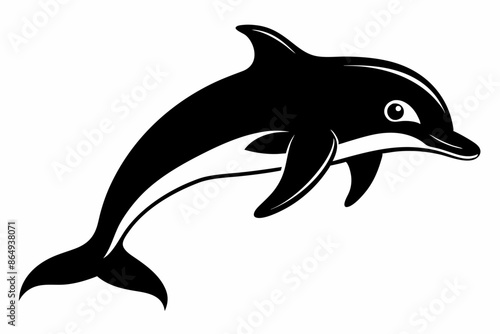 Dolphin fish silhouette vector, A Dolphin vector silhouette isolated on a white background