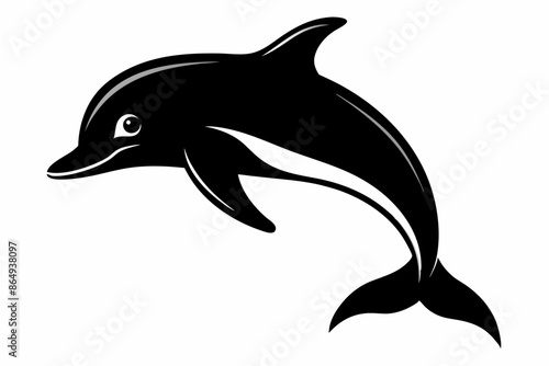 Dolphin fish silhouette vector, A Dolphin vector silhouette isolated on a white background