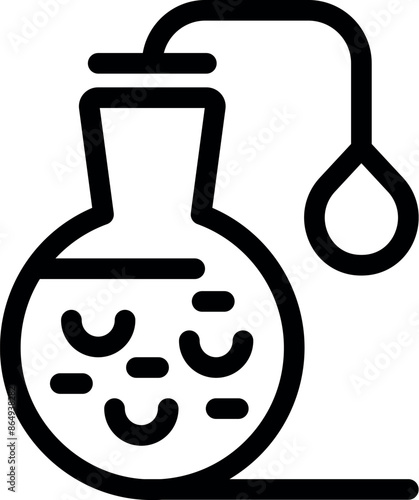 Line icon of a chemical flask containing poison, with a noose hanging above it, representing the concept of death by poisoning