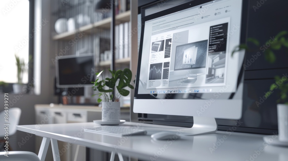 Desktop computer on modern office graphic designer Desktop computer on modern office graphic designer