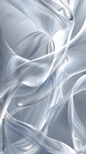 Captivating Monochrome Fluid Abstract with Elegant Swirling Motifs and Serene Ambient Mood