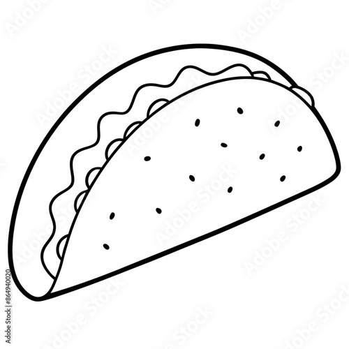 taco outline coloring book page line art illustration digital drawing