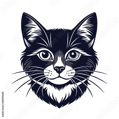 Cat pet sticker Vector Illustration.