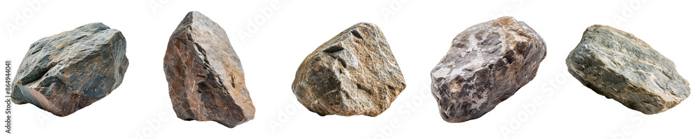Obraz premium A collection of rock, stones isolated on transparent background