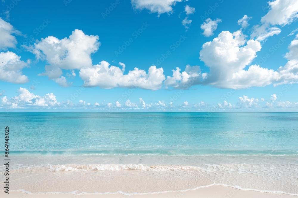 Serene tropical beach paradise with clear blue sky and calm sea Serene tropical beach paradise with clear blue sky and calm sea