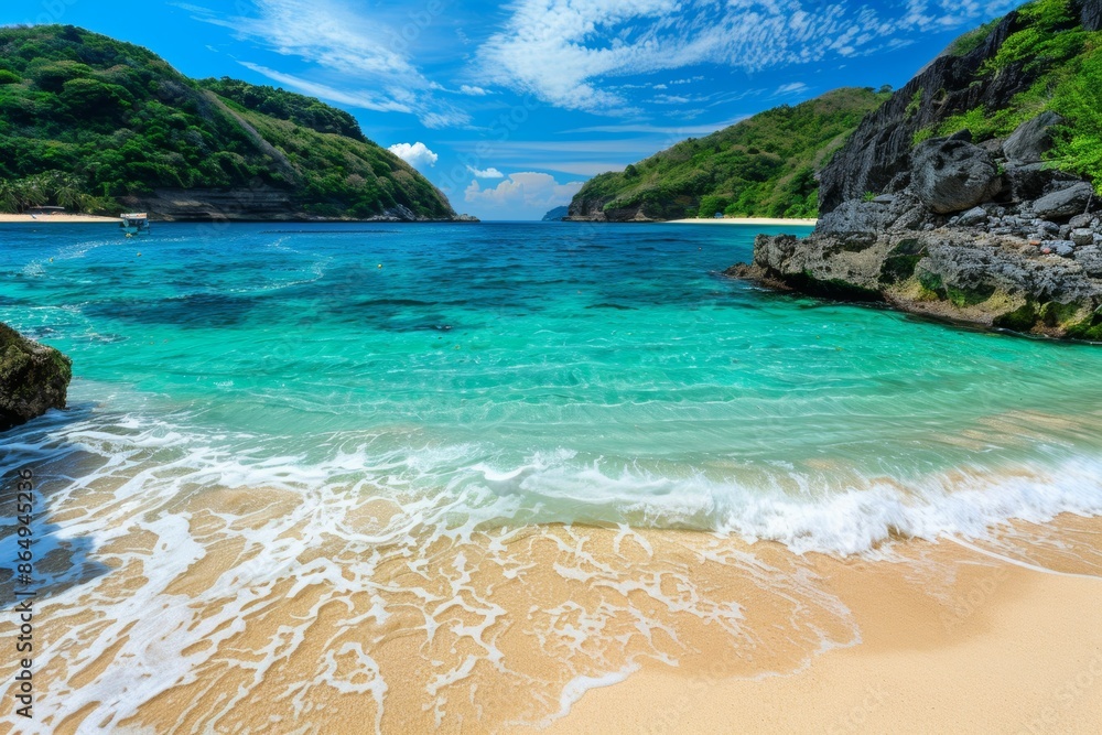 Fototapeta premium Tranquil tropical beach paradise with crystal clear water