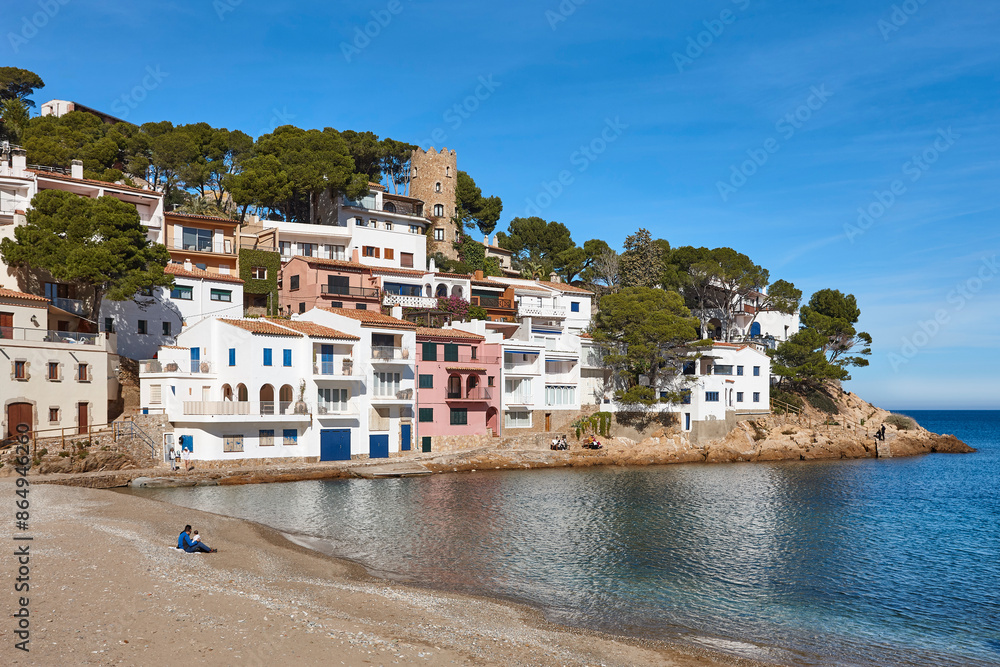 Fototapeta premium Mediterranean coastline traditional village of Begur. Girona, Catalonia. Spain
