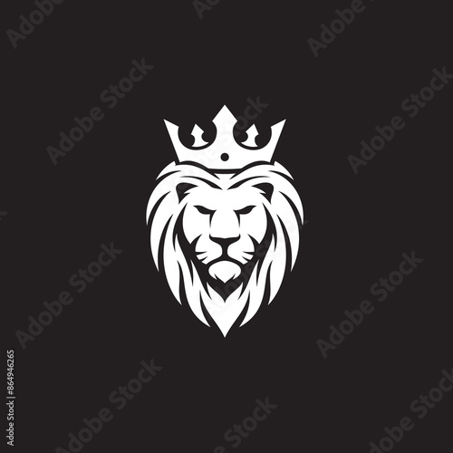 Wallpaper Mural White King Lion Head wearing a Crown on Black background vector logo design template Torontodigital.ca