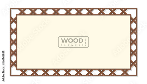 Decorative vintage wood picture frame and border isolate on white background