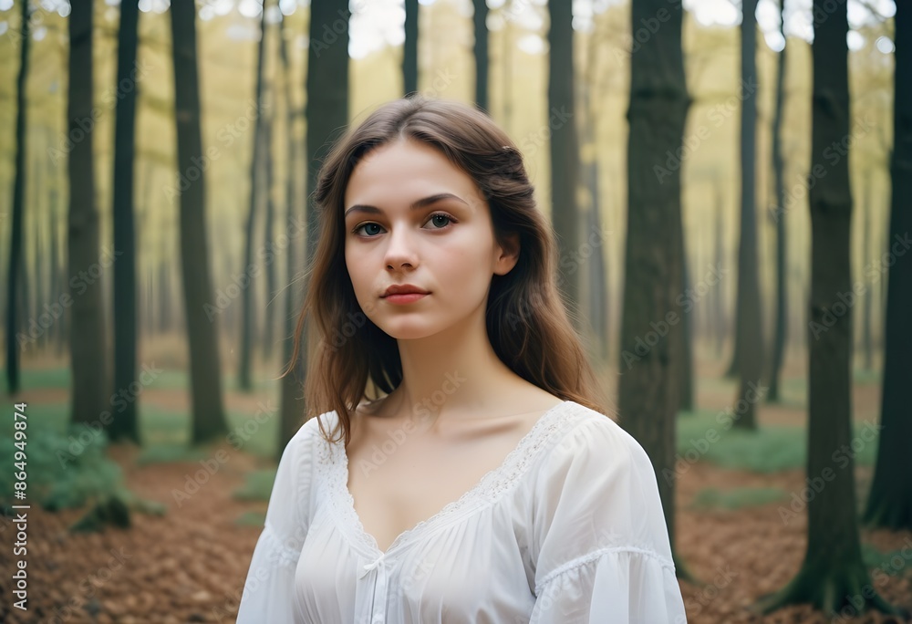 A young girl posing for photos in the forest A young girl posing for photos in the forest