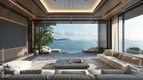 A modern living room with m...