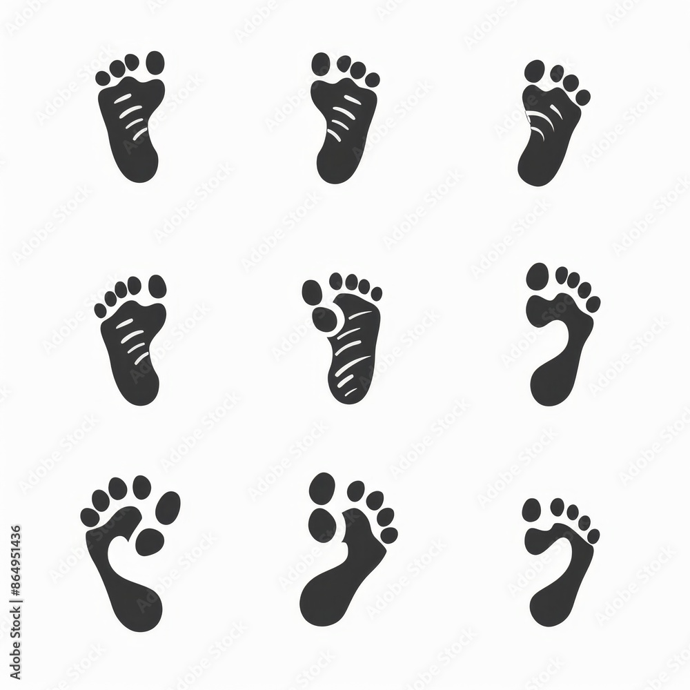 Footprint icon, aliens foot print symbol, humanoids barefoot sprint silhouette, fantastic creatures foot and palm Footprint icon, aliens foot print symbol, humanoids barefoot sprint silhouette, fantastic creatures foot and palm