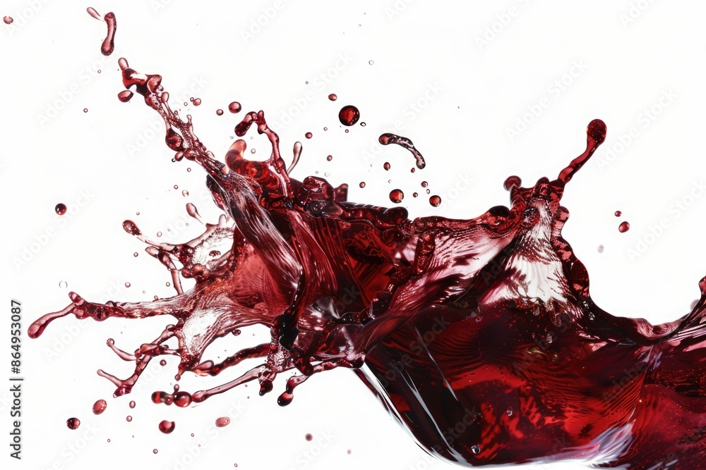 A glass of red wine with a splash of liquid, suitable for use in food and drink photography, or as an element in a scene A glass of red wine with a splash of liquid, suitable for use in food and drink photography, or as an element in a scene