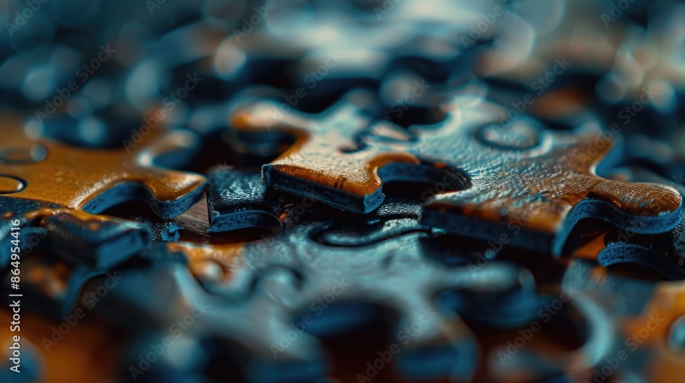 A close-up shot of a single puzzle piece sitting on a table A close-up shot of a single puzzle piece sitting on a table