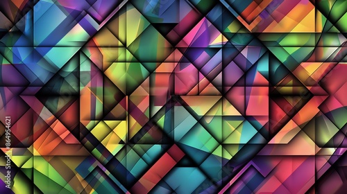 vibrant and colorful geometric pattern with a 3D effect. The image is full of bright colors and sharp lines, creating a sense of movement and energy.