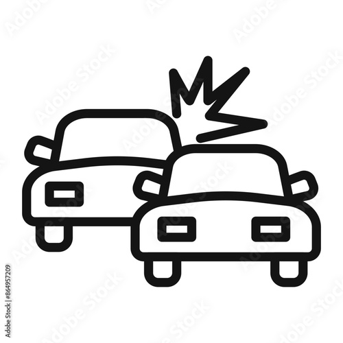 Severe Impact Car Crash Icon for Safety Warnings