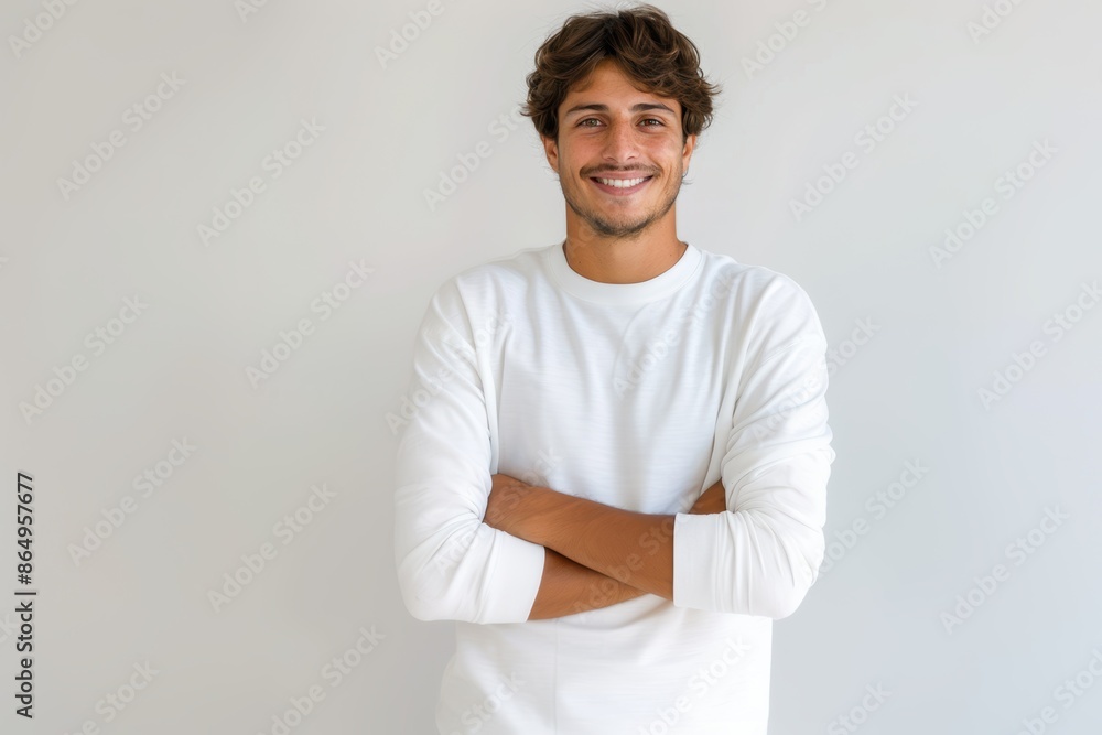 Confident Man with Crossed Arms. Generative AI. Confident Man with Crossed Arms. Generative AI.