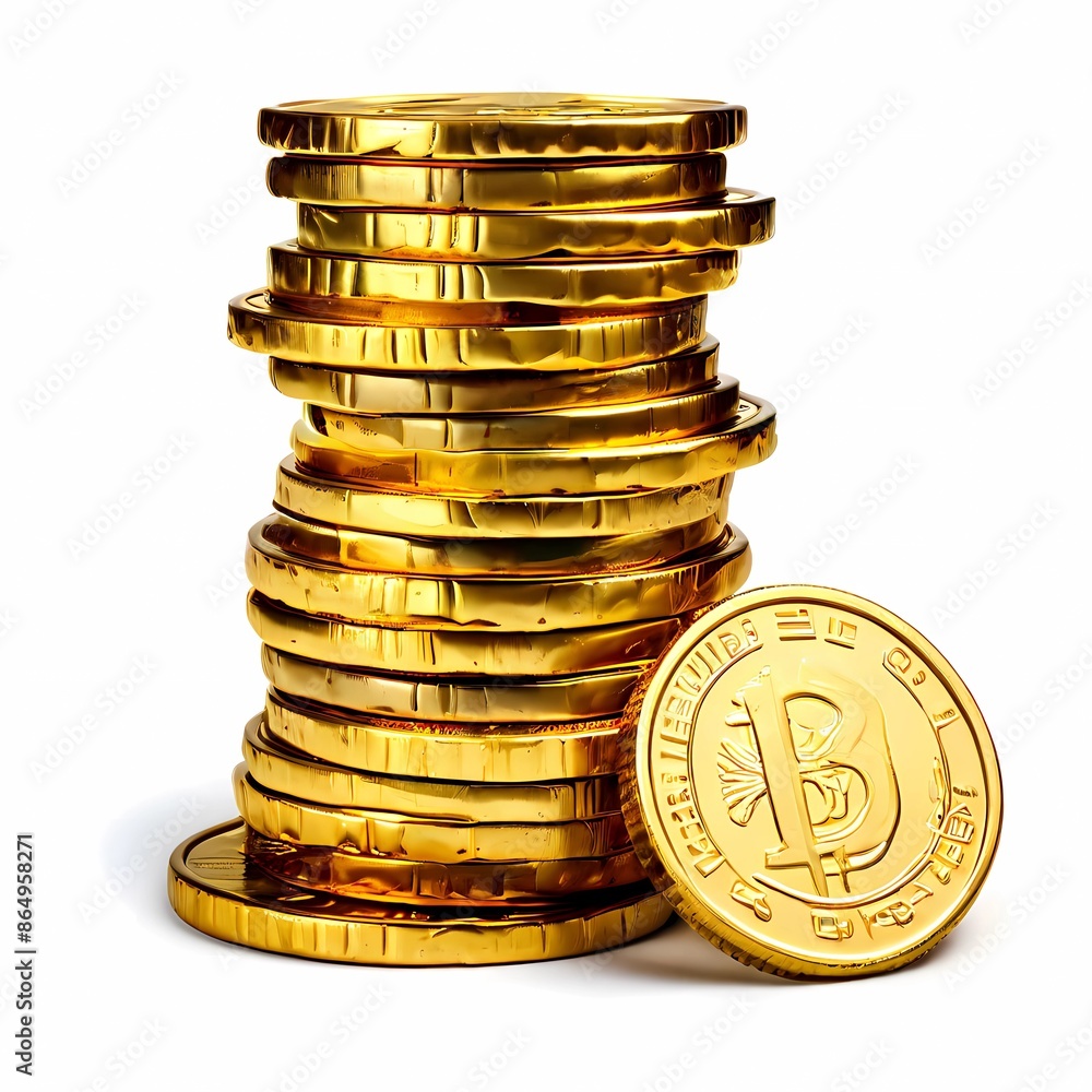 Gold doller coins us doller stacked-golden coins-doller-cash currency isolated on white-background ai generated Gold doller coins us doller stacked-golden coins-doller-cash currency isolated on white-background ai generated