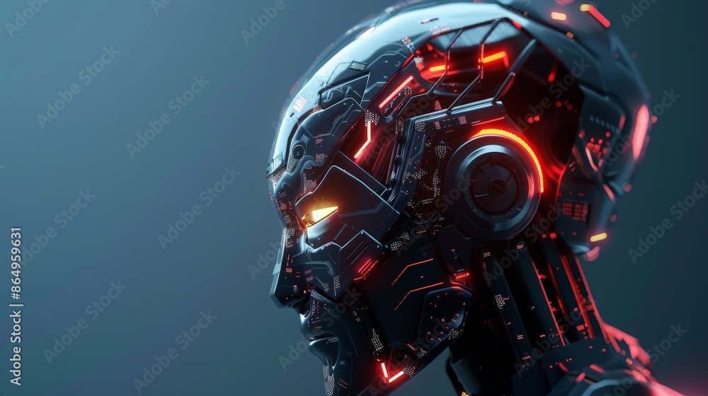 Advanced AI Robot Profile in Neon Blue Advanced AI Robot Profile in Neon Blue