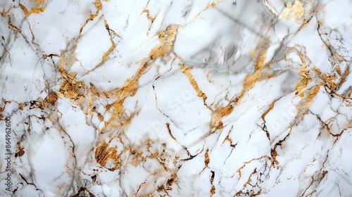 A close-up shot of elegant white marble with intricate gold veining.