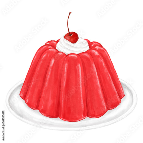 Foto PNG Red jello pudding, dessert illustration, transparent background