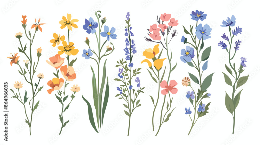 Flower decor element flat icon Wildflowers. Vector Flower decor element flat icon Wildflowers. Vector