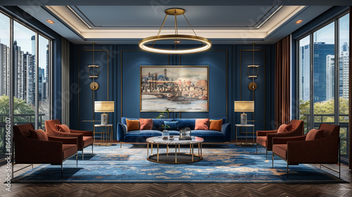 An elegant living room with...
