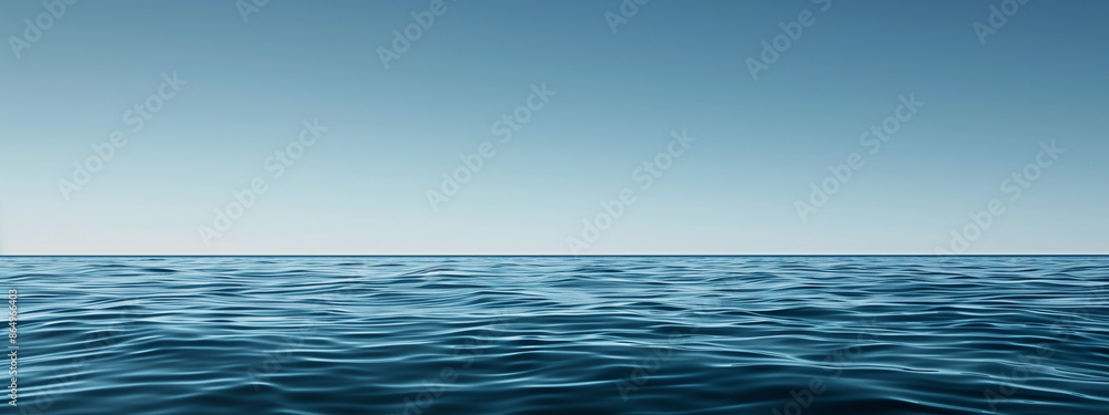 Naklejka premium ocean horizon over water with clear blue sky
