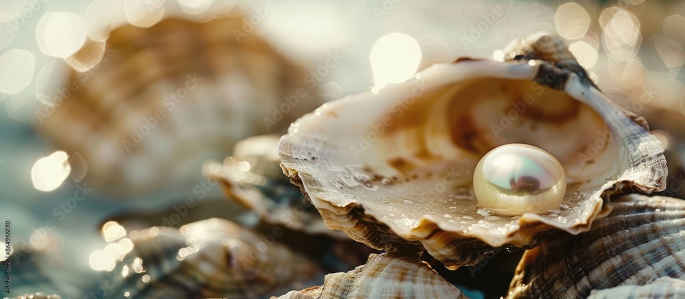 A pearl nestled in an uncovered shell. A pearl nestled in an uncovered shell.