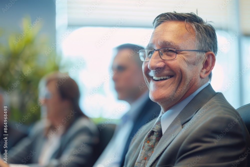 Happy businessman face closeup, a liar businessman rejoices at deception of his partners, smiling Happy businessman face closeup, a liar businessman rejoices at deception of his partners, smiling