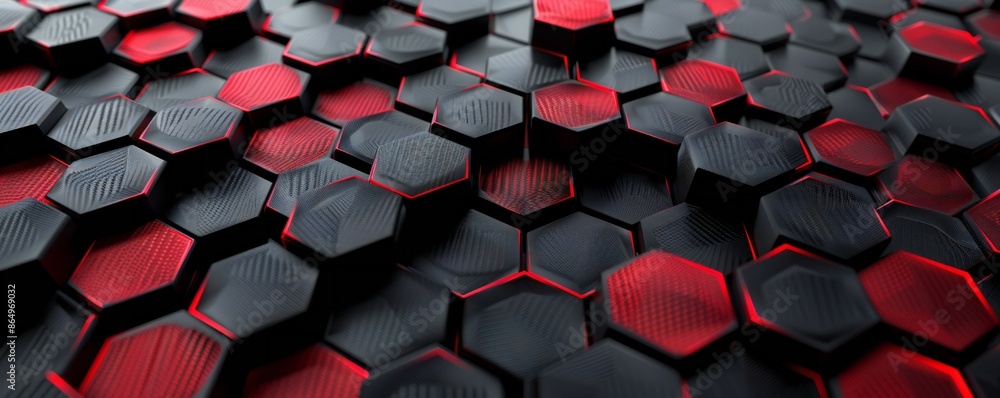 Black and red Carbon Fiber Hexagons Background Generative Ai Black and red Carbon Fiber Hexagons Background Generative Ai