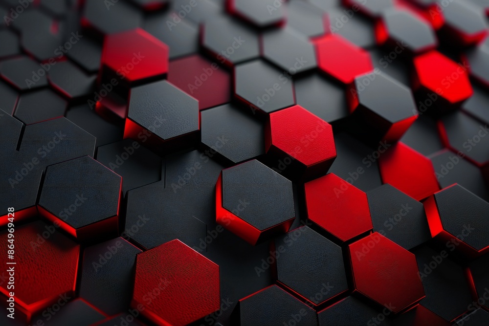 Black and red Carbon Fiber Hexagons Background Generative Ai Black and red Carbon Fiber Hexagons Background Generative Ai