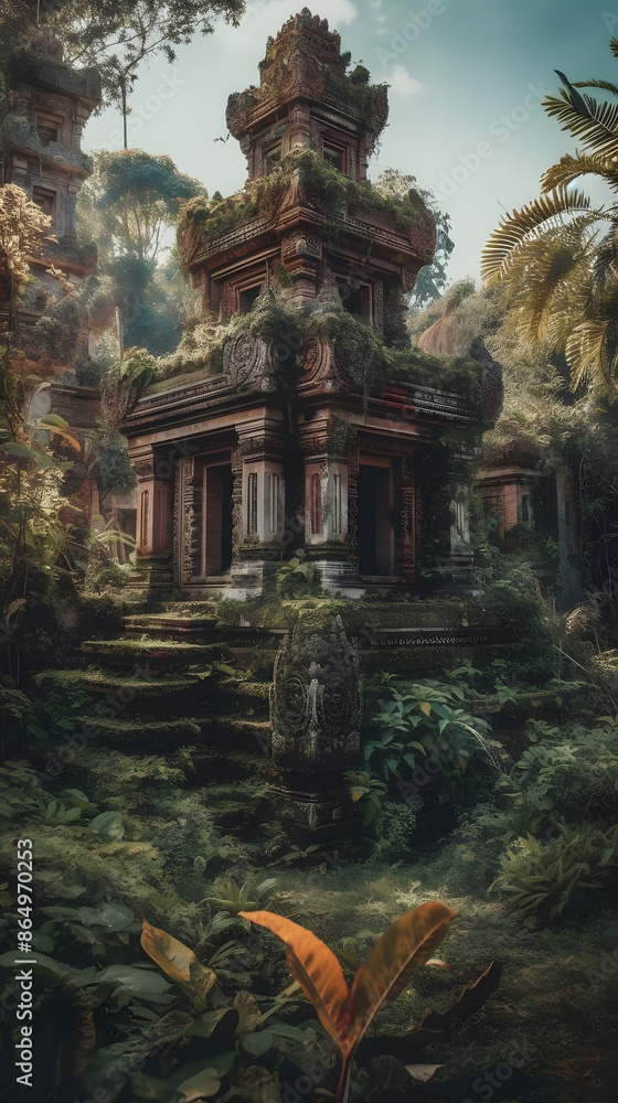 Fototapeta premium Abandoned Temple in Overgrown Jungle