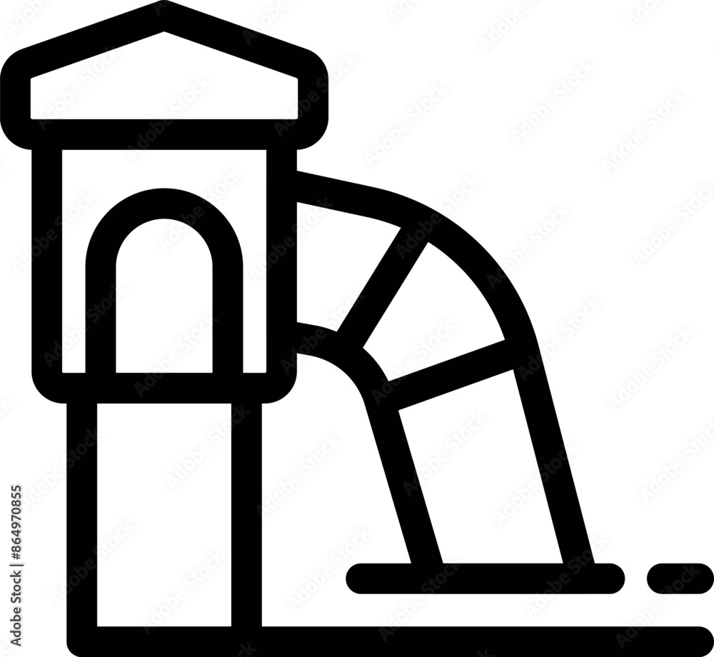 Line icon of a playground slide, perfect for representing outdoor play and childhood joy Line icon of a playground slide, perfect for representing outdoor play and childhood joy