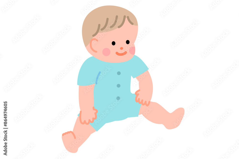 半袖ロンパースの赤ちゃんのイラスト