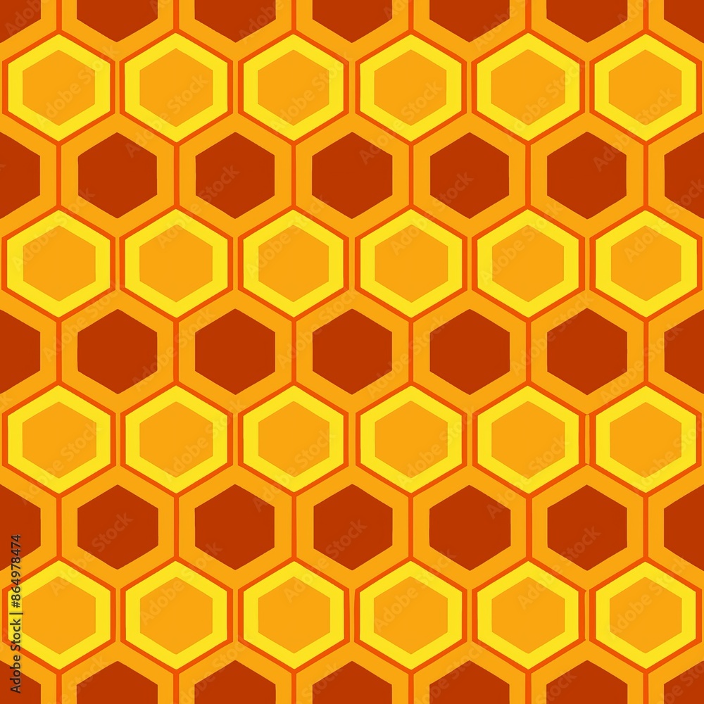 Seamless pattern of honeycomb grids with alternating solid and dashed lines, Generative AI Seamless pattern of honeycomb grids with alternating solid and dashed lines, Generative AI