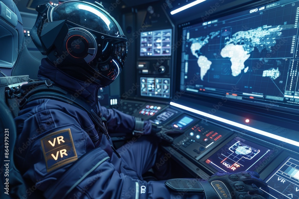 Military personnel using VR technology in a control room, highlighting the application of advanced virtual reality for strategic and immersive training. Military personnel using VR technology in a control room, highlighting the application of advanced virtual reality for strategic and immersive training.