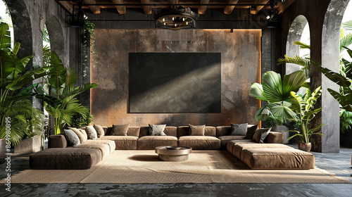 A stylish living room featu...