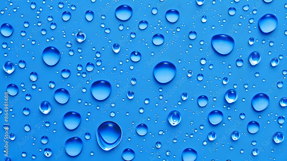 water drops blue top view background,generative ai	
