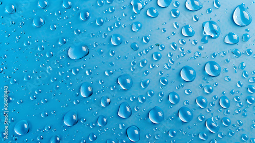 water drops blue top view background,generative ai	
