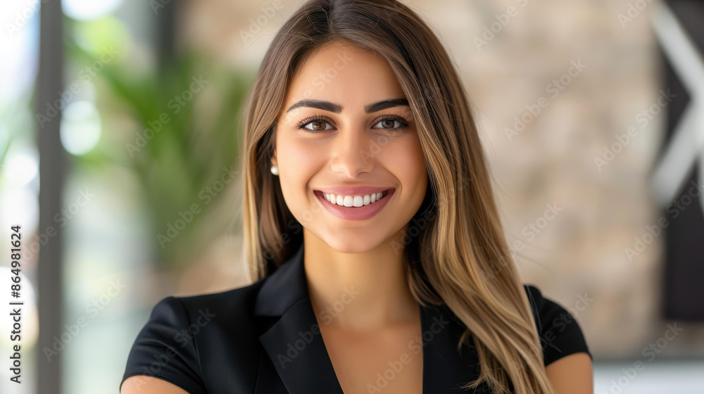 Cheerful airline stewardess with plump body in office setting, smiling at camera, wearing pantyhose Cheerful airline stewardess with plump body in office setting, smiling at camera, wearing pantyhose