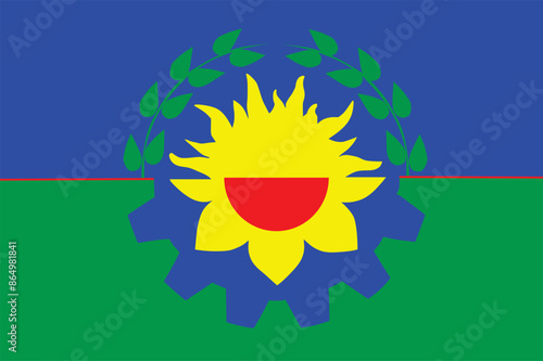 Province Buenos Aires flag coat of arms vector illustration isolated. Argentina region symbol. Province Buenos Aires coat of arms, emblem banner. Patriotic sign. National symbol